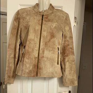 BRAND NEW FETISH TAUPH LEATHER JACKET. SIZE - L